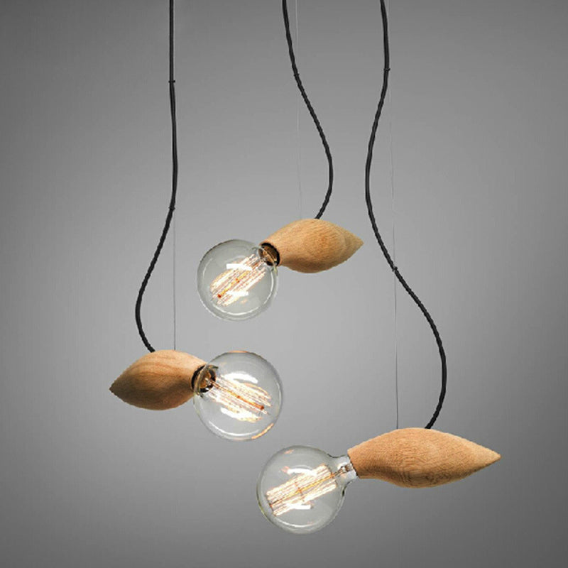 Nordic Style Hanging Pendant Light Bee Shaped Wood Ceiling Fixture For Restaurants