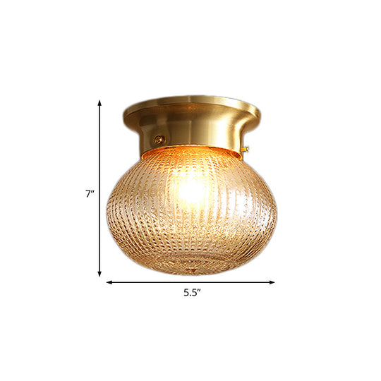 Modern Crystal Shade Flush Mount Ceiling Light - Brass Finish