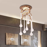 Vintage Blue-Purple/Clear Teardrop Crystal Led Ceiling Light For Bedrooms Clear