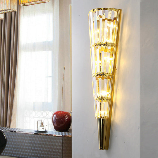 Vintage Style Crystal Wall Sconce - Layered Mount Lighting With 6/8 Clear Lights Ideal For Living