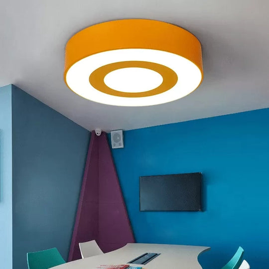 Bright-Colored Acrylic Flush Mount Ceiling Light For Kindergarten With Kids’ Concentric Circle