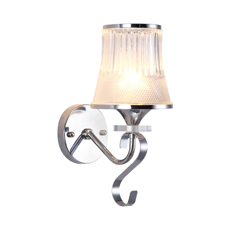 Frosted Glass Bell Wall Sconce - Modern Chrome Lighting For Bedroom