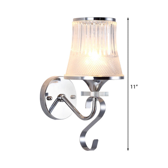 Frosted Glass Bell Wall Sconce - Modern Chrome Lighting For Bedroom