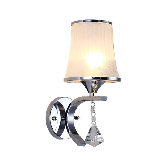Frosted Glass Bell Wall Sconce - Modern Chrome Lighting For Bedroom