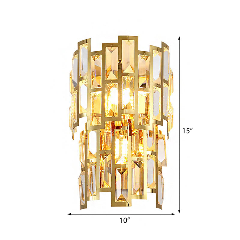 Vintage-Style Crystal Tiered Wall Sconce: Gold Finish 3/5 Lights Living Room Lamp