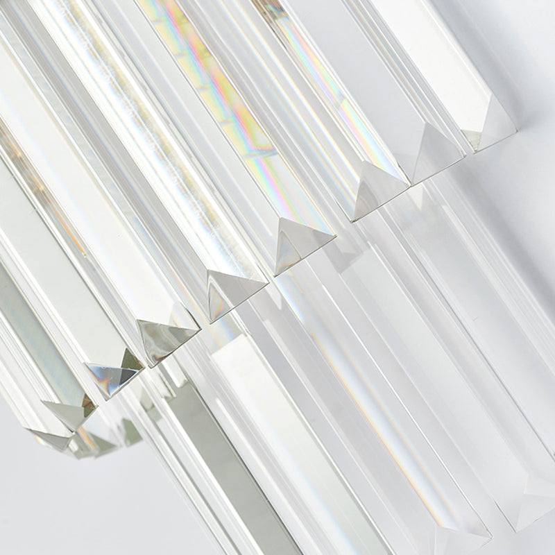 Modernist Clear Crystal Cylinder Wall Lighting Fixture - 2 Lights Golden Sconce Lamp (18/21.5