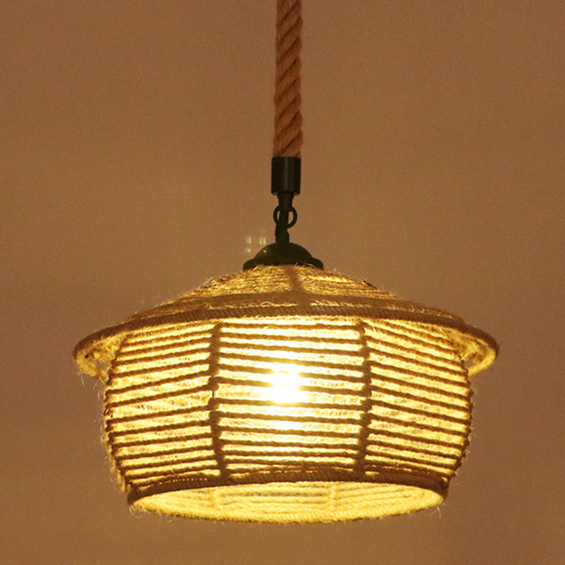 Hemp Rope Industrial Ceiling Pendant Light - Flaxen Single Hanging Fixture For Restaurants / I