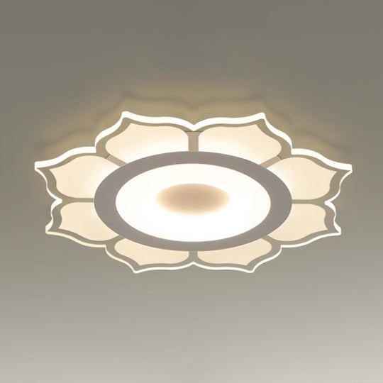 Minimalist Lotus Flush Mount Led Lighting For Living Room - Clear Acrylic Fixture