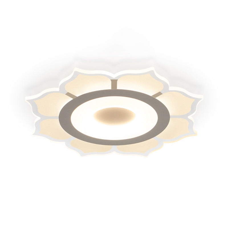 Minimalist Lotus Flush Mount Led Lighting For Living Room - Clear Acrylic Fixture