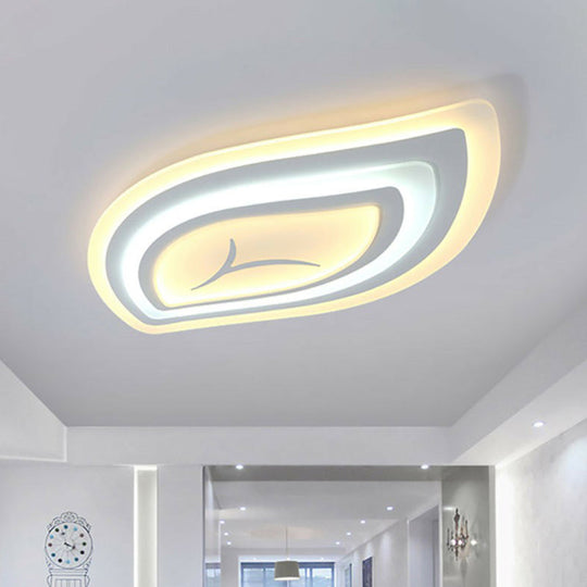 Simplicity Acrylic Living Room Led Flush Mount Ceiling Light In White