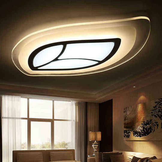 Modern Clear Acrylic Leaf Led Ceiling Light For Living Room / 14 Inner White Outer Warm