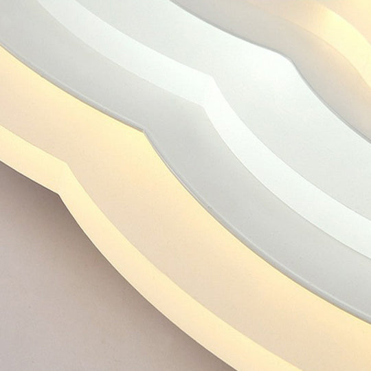 Cloud Kids Bedroom Led Flush Mount Ceiling Light - Acrylic Contemporary Lighting Fixture (White)