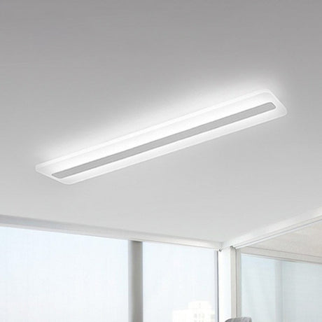 Simplicity Rectangle Led Flush Mount Light - Acrylic Living Room Ceiling Fixture In White