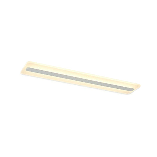 Simplicity Rectangle Led Flush Mount Light - Acrylic Living Room Ceiling Fixture In White