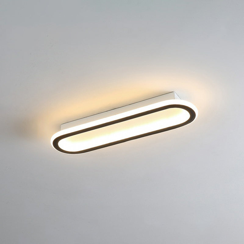 Modern Black Led Flush Ceiling Light For Corridors - Linear Acrylic Design / Small Third Gear