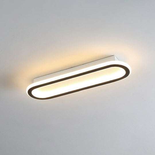 Modern Black Led Flush Ceiling Light For Corridors - Linear Acrylic Design / Medium Third Gear
