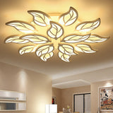 Leaf Led Semi Flush Mount Light In White Acrylic For Simple Living Room Ceiling 15 / Warm