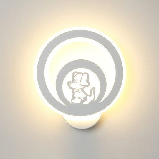 Modern Circular Sconce Lighting: Acrylic Led Wall Light Fixture In White For Living Room / I