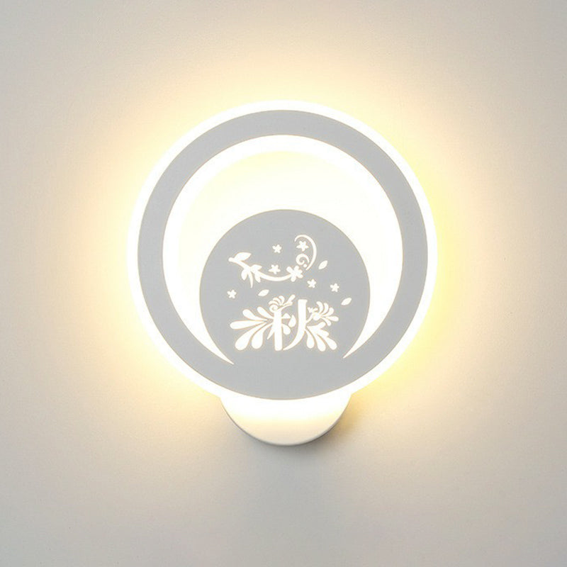 Modern Circular Sconce Lighting: Acrylic Led Wall Light Fixture In White For Living Room / H
