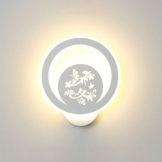 Modern Circular Sconce Lighting: Acrylic Led Wall Light Fixture In White For Living Room / J