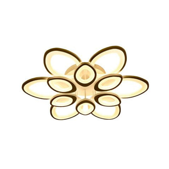 Contemporary White Lotus Led Flush Mount Ceiling Light - Acrylic Living Room Décor