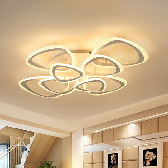 Contemporary Triangle Led Flush Mount Light For Living Room Ceiling In White Acrylic 8 / Warm