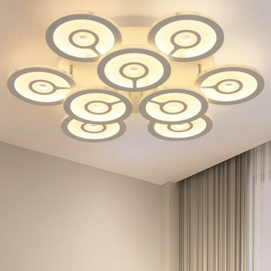 Modern White Floral Led Ceiling Light With Acrylic Fixture - Semi - Flush Mount For Living Room 9 /