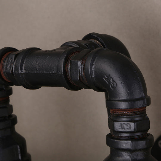 Antique Iron Wall Mount Pipe Lighting 6-Head Black Light For Restaurants