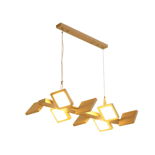 Japanese Wood Square Led Pendant Light- Modern Restaurant & Island Lighting With Acrylic Shade