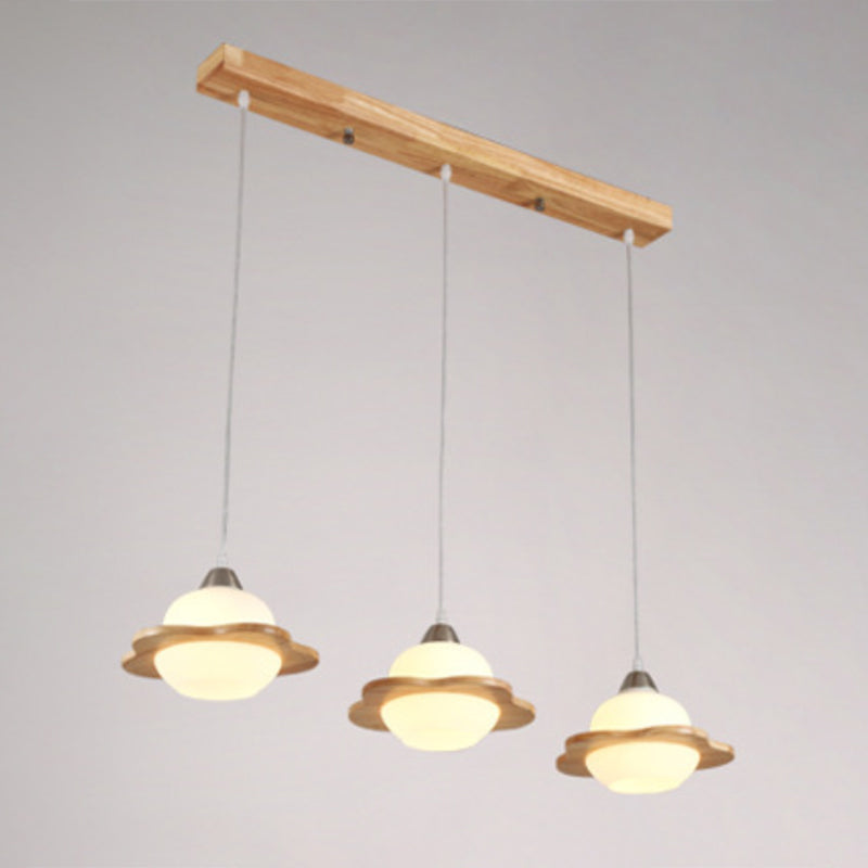 Contemporary White Glass Hanging Light With 3 Heads - Perfect For Dining Room Ceiling Lighting / C