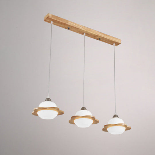 Contemporary White Glass 3-Headed Hanging Light For Dining Room Ceiling