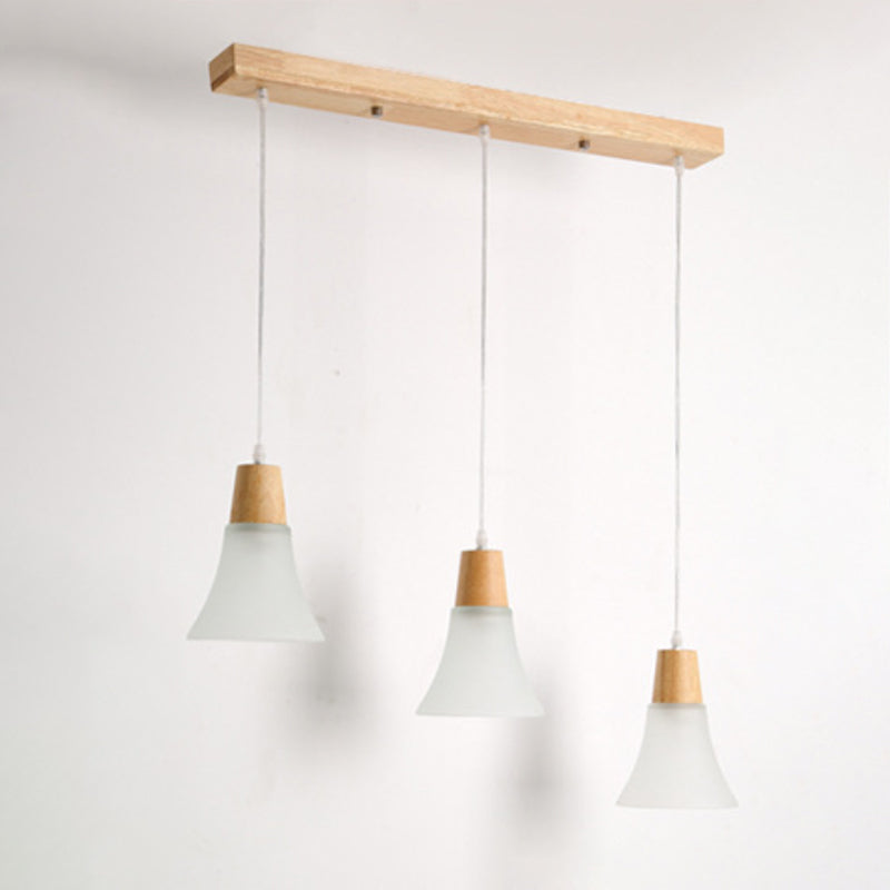 Contemporary White Glass 3-Headed Hanging Light For Dining Room Ceiling