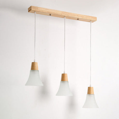 Contemporary White Glass 3-Headed Hanging Light For Dining Room Ceiling