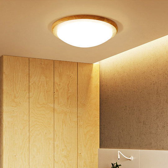 Japanese Led Wood Flush Mount Ceiling Light With Acrylic Shade / 8 White