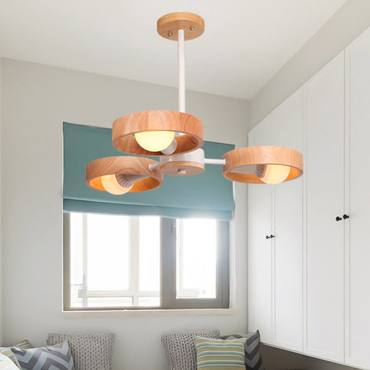 Sleek Wooden Circle Chandelier Pendant Light For Bedroom Decor