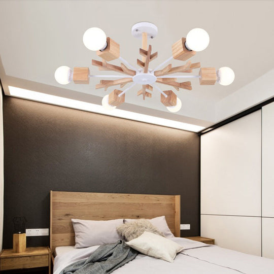 Contemporary Wooden Branch Chandelier Pendant For Living Room 6 / Wood