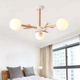 Simplicity Pendant Light With Wood Branch Design And Cream Glass Shade - Perfect For Living Room 3 /