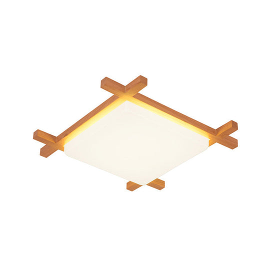 Sleek Wood Led Flush Mount Lighting With Acrylic Shade For Minimalist Bedrooms