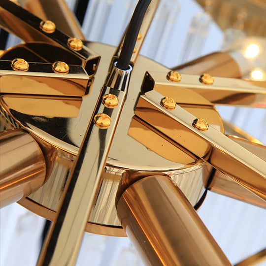 Modern Tapered Chandelier Pendant Light - Clear Glass 6-Light Gold Finish