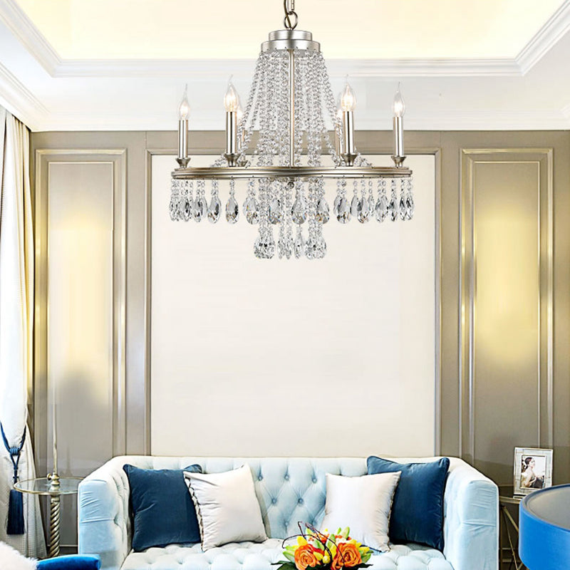 6-Light Metal Candle Chandelier Pendant For Modern Dining Rooms