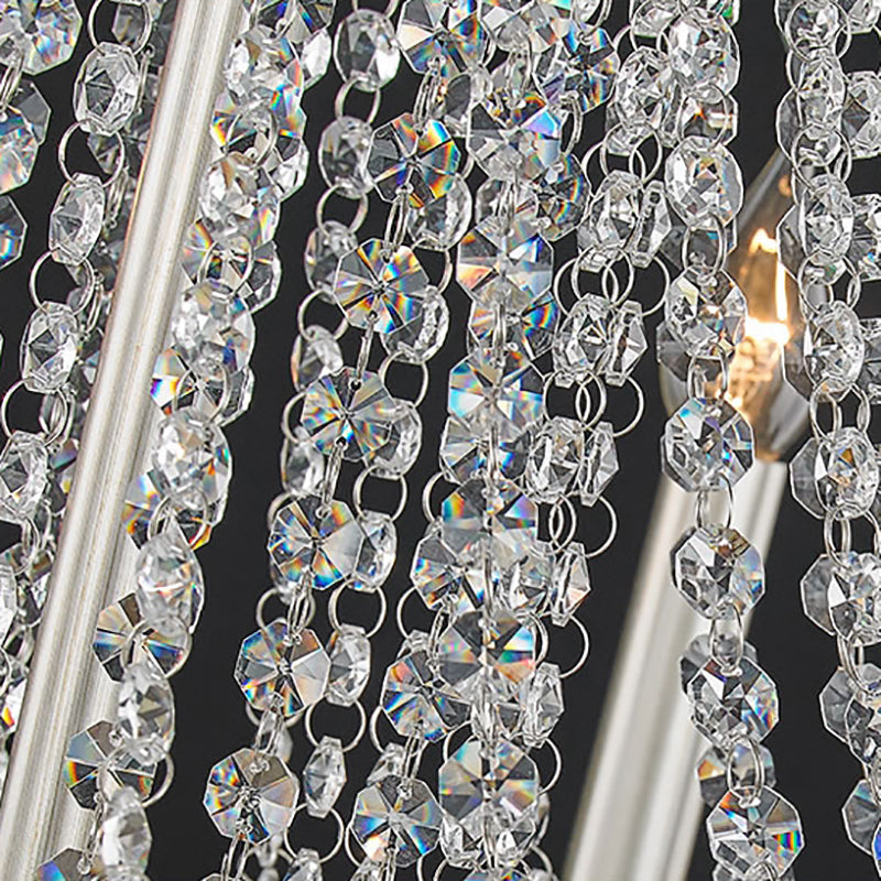 Modern Metal Candle Chandelier Pendant Light - 6-Light Nickel Suspension For Dining Room