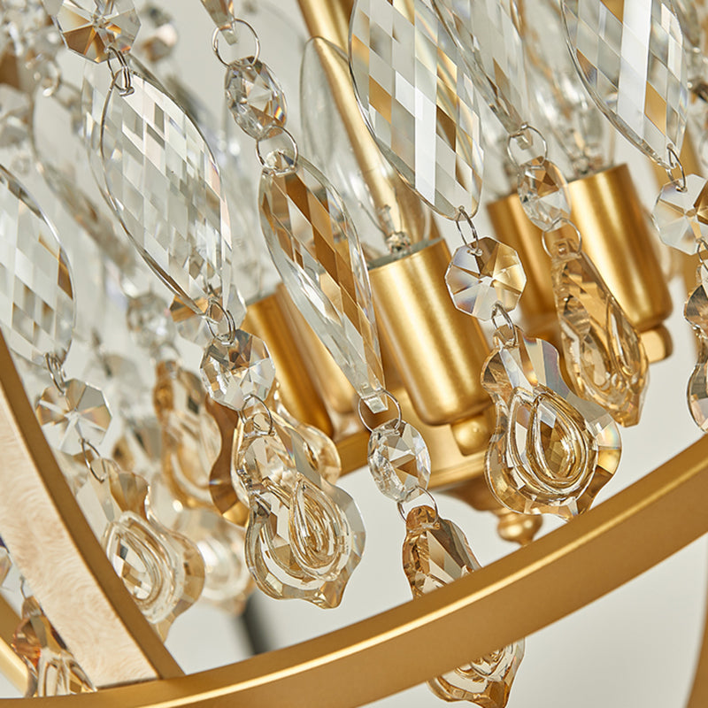 Contemporary Gold Orb Chandelier: 5-Light Metal Ceiling Pendant With Crystal Accent