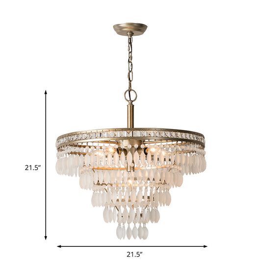 Contemporary Crystal 6-Light Tiered Ceiling Chandelier For Bedroom - Antique Silver Fixture