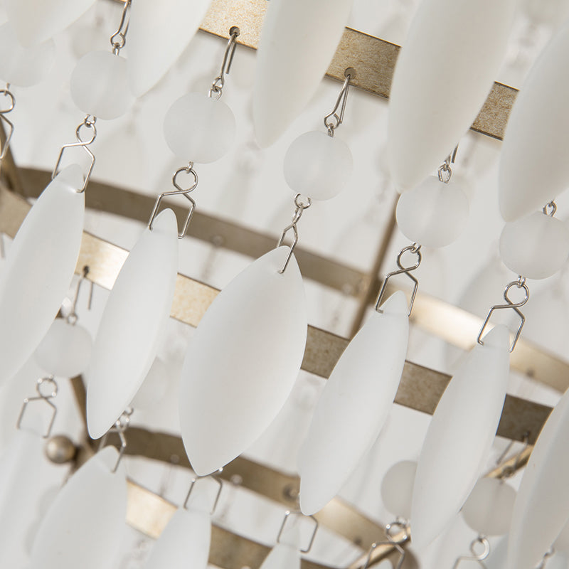 Contemporary Crystal 6-Light Tiered Ceiling Chandelier For Bedroom - Antique Silver Fixture