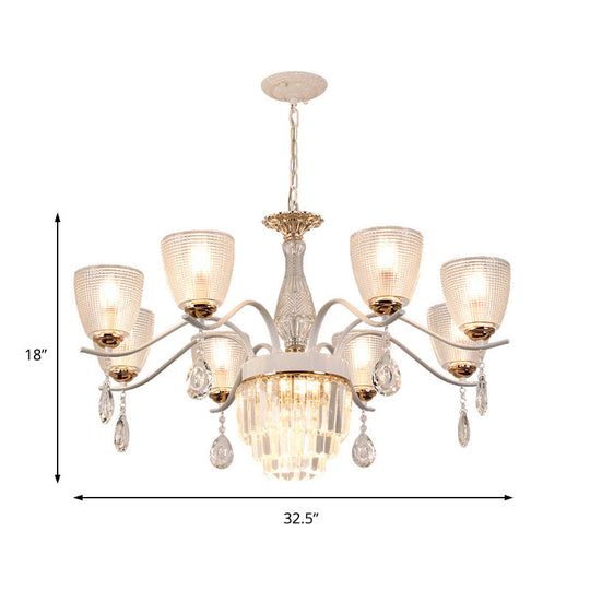 Contemporary Glass Cup Hanging Light Kit - 3/6/8 Lights Prism Chandelier With Cone Crystal Shade