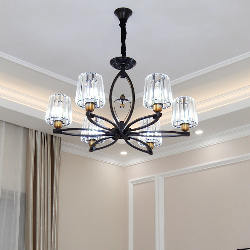 Vintage Crystal Block Ceiling Light - Tapered Design With 3/6 Hanging Lights For Dining Room In