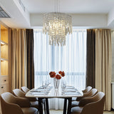 Modern 4-Light Silver Chandelier: Clear Rectangular-Cut Crystal Tiered Lamp