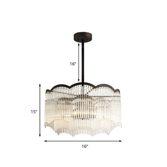 Clear/Blue Crystal Strand Chandelier Light - Elegant Round Design 3 Lights Perfect For Dining Room