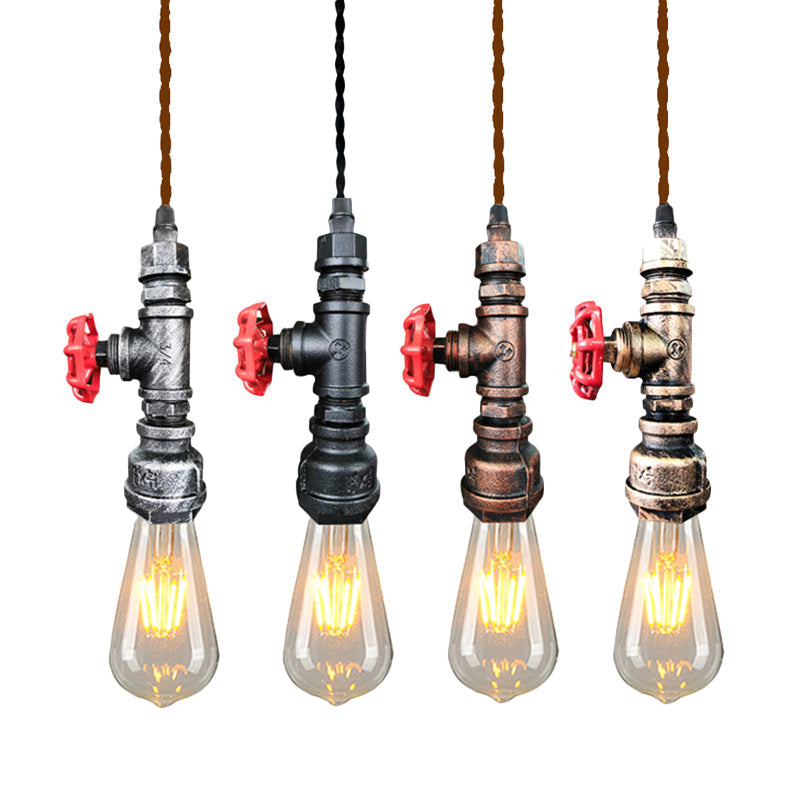 Retro Style Iron Water Valve Pendant Light Fixture With 1 Bulb- Perfect For Bars