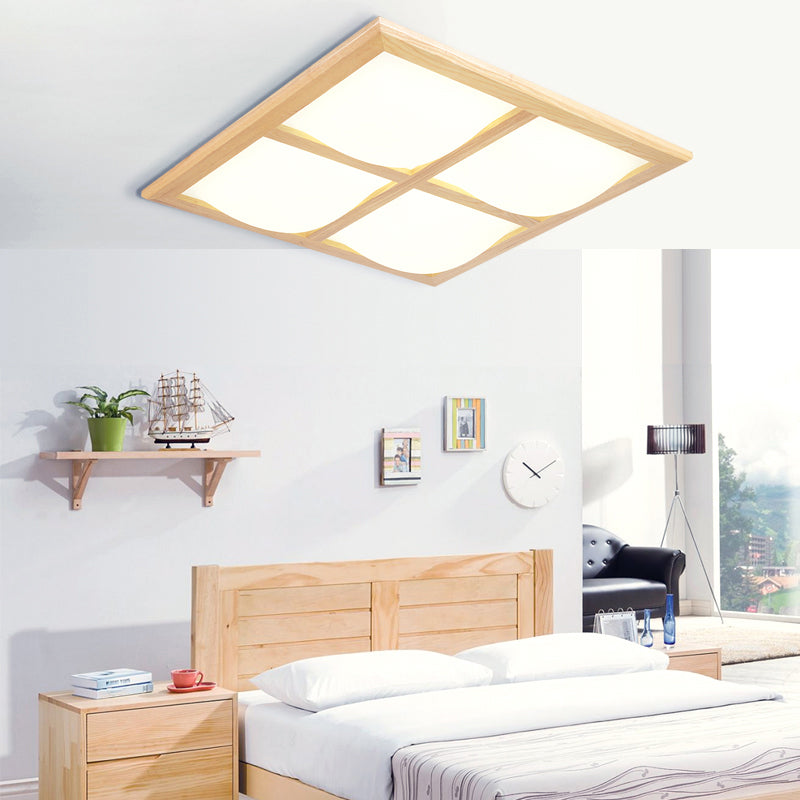 Japanese Style Ultra-Thin Led Flush Mount Light Fixture For Wood Bedroom 4 / Warm
